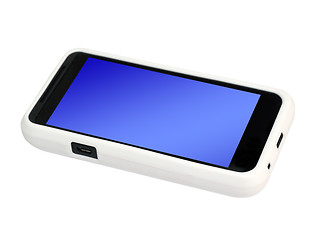 Image showing Mobile phone in a cover with a blank screen. 
