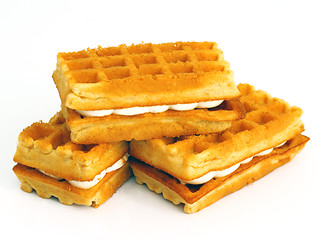 Image showing waffle cookies stacked 