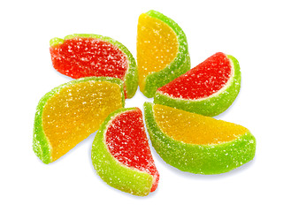 Image showing Colorful fruit sugary candies close-up