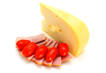 Image showing cheese with a   meat and tomatoes 
