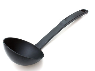 Image showing Black plastic soup ladle