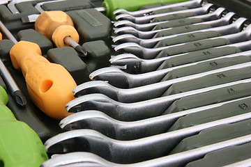 Image showing set of tools for home and car in a box