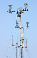 Image showing Telecommunication tower with rich blue sky