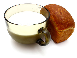 Image showing Black bread with milk 