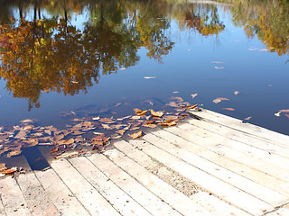 Image showing Coast of lake in the mellow autumn 