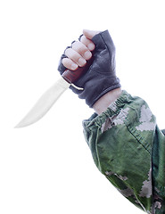 Image showing Knife in hand on a white background