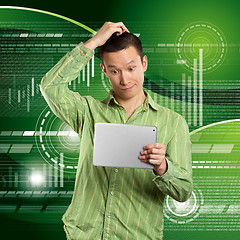 Image showing Business Man With Touch Pad