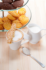 Image showing fresh breakfast coffee and pastry