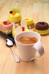 Image showing espresso coffee and  fruit cake