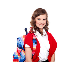 Image showing Smiling teenager student with colorful bag