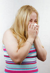 Image showing cold blonde girl with the handkerchief