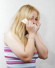 Image showing cold blonde girl with the handkerchief