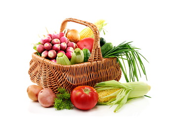 Image showing Summer vegetables in basket.
