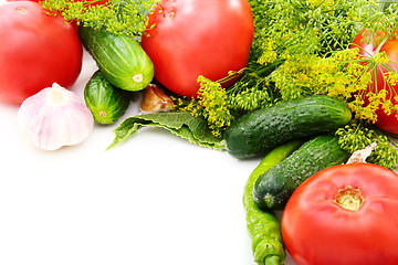 Image showing Summer vegetables and spices for pickling.