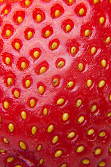 Image showing Detailed surface shot of a fresh strawberry