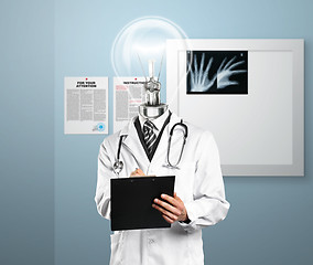 Image showing Lamp Head Doctor Man With Stethoscope