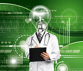 Image showing Lamp Head Doctor Man With Stethoscope