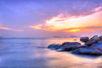 Image showing Sunset along the coast in HDR image