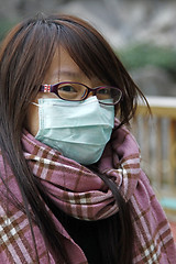 Image showing Chinese sick girl wearing mask
