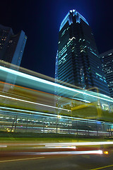 Image showing Traffic through downtown of Hong Kong at night