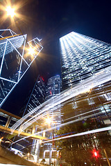 Image showing Hong Kong traffic with skyscrapers background