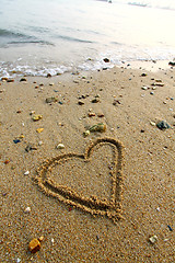 Image showing Heart on sand