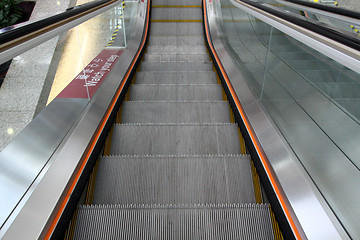 Image showing Abstract image of moving escalator 