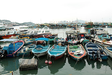 Image showing Cheung Chau sea view in Hong Kong, with fishing boats as backgro