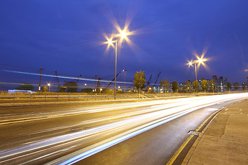 Image showing Traffic in city at night