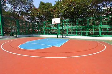 Image showing Basketball court in sunny day