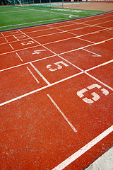 Image showing Abstract view of running track, the starting point.