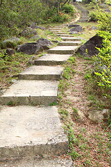 Image showing Hiking steps in mountains