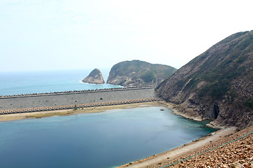 Image showing Sea stack and sea cliff along the coast in Hong Kong