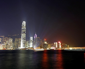 Image showing Hong Kong night view along Victoria Harbour