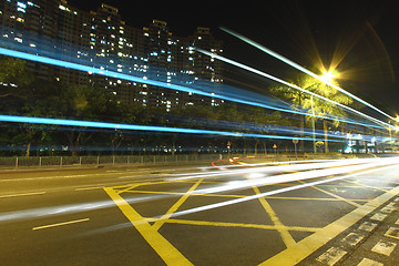 Image showing Traffic in Hong Kong at night