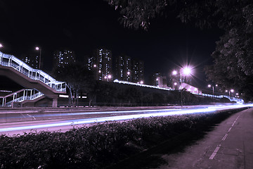 Image showing Traffic in highway of Hong Kong at night