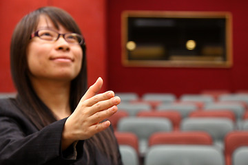 Image showing Asian businesswoman with shaking hand