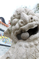 Image showing Lion statue outside temple in Hong Kong