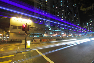 Image showing Traffic in city at night