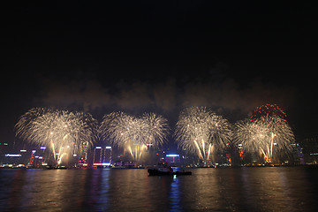 Image showing Fireworks in Hong Kong along Chinese New Year 2011