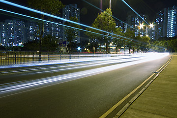 Image showing Traffic through downtown of Hong Kong at night