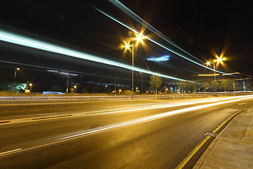 Image showing Traffic in downtown of Hong Kong at night