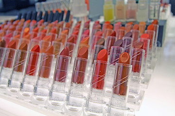 Image showing Lipsticks on shelf