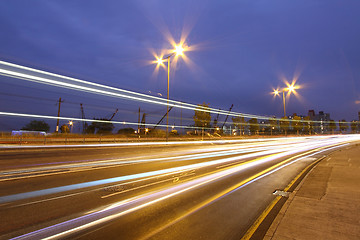 Image showing Traffic in downtown of Hong Kong at night