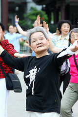 Image showing Chinese women dancing on the street