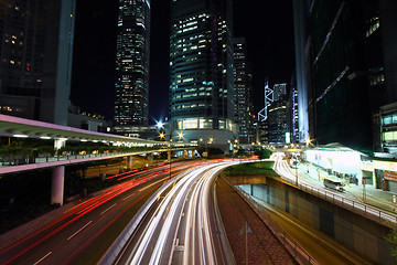 Image showing Traffic in Hong Kong at night