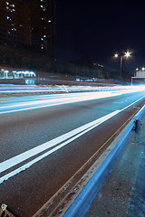 Image showing Traffic in highway of Hong Kong at night