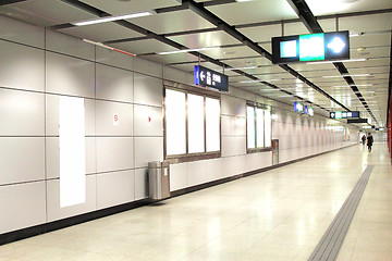 Image showing Blank billboard in train station