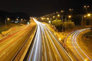 Image showing Highway traffic in Hong Kong at night