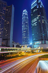 Image showing Traffic through downtown of Hong Kong at night